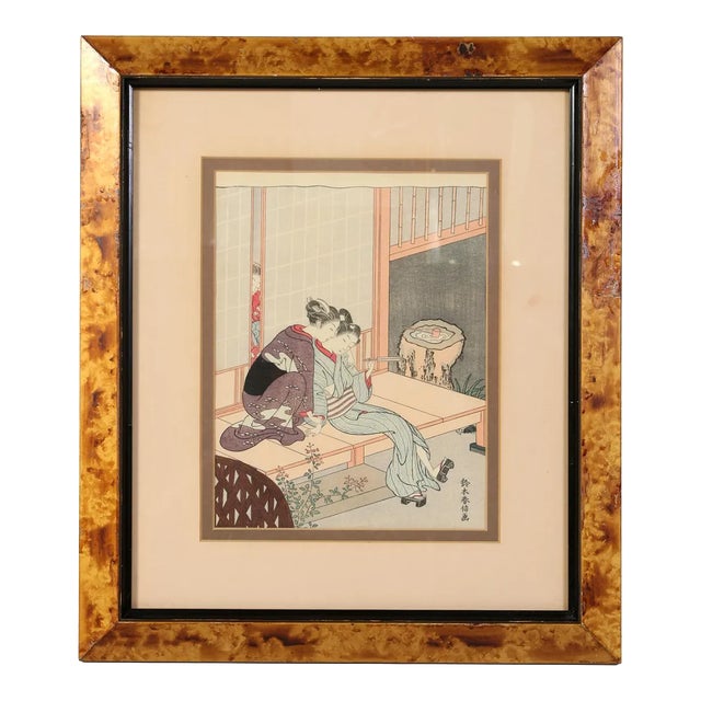 Mid 19th Century Framed Antique Japanese Woodblock Print