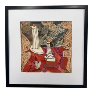 Original Vintage Mid-Century Modern Surrealist Mixed-Media Collage Signed “Clutie” (Mid-1960s–Late 1970s) For Sale