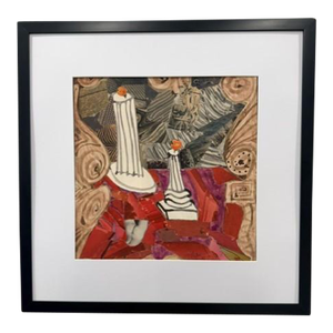 Original Vintage Mid-Century Modern Surrealist Mixed-Media Collage Signed “Clutie” (Mid-1960s–Late 1970s)