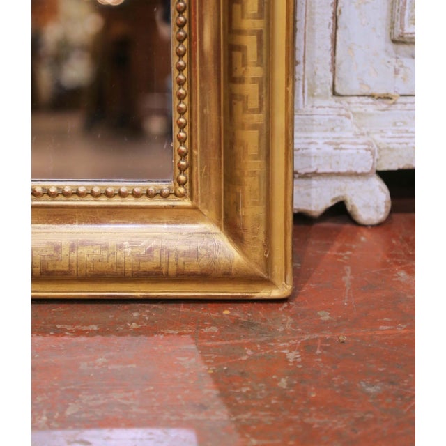 19th Century French Louis Philippe Gilt Wall Mirror With Greek Key Decor For Sale In Dallas - Image 6 of 7