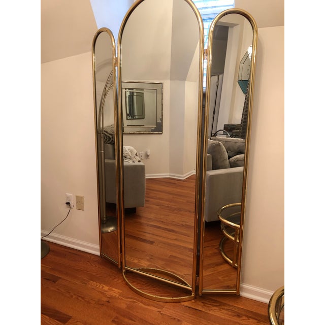1970's Vintage Jb Ross Full Length Brass Tri Fold Mirror ...