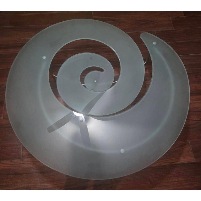 Postmodern Vintage 1990s Postmodern Giorgio Cattelan "Spiral" Glass Coffee Table For Sale - Image 3 of 4