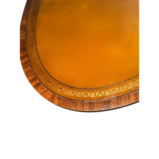 Maitland-Smith British Colonial Style Mahogany & Tooled Leather Table Set, a Complete Set of 3 For Sale - Image 9 of 13