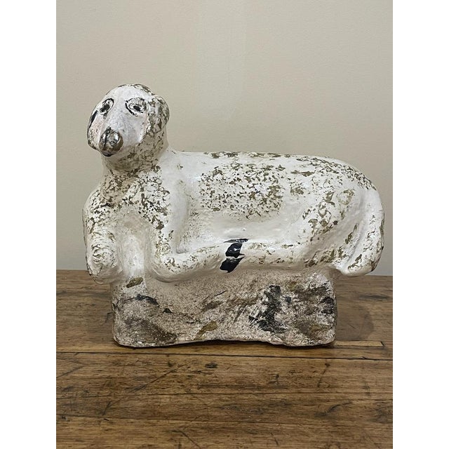 1940s Hand Painted Sheep in Concrete, Early 20th Century For Sale - Image 5 of 14