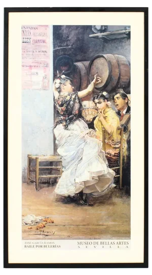 20th Century Framed Spanish Museum Print of Flamenco Dancer