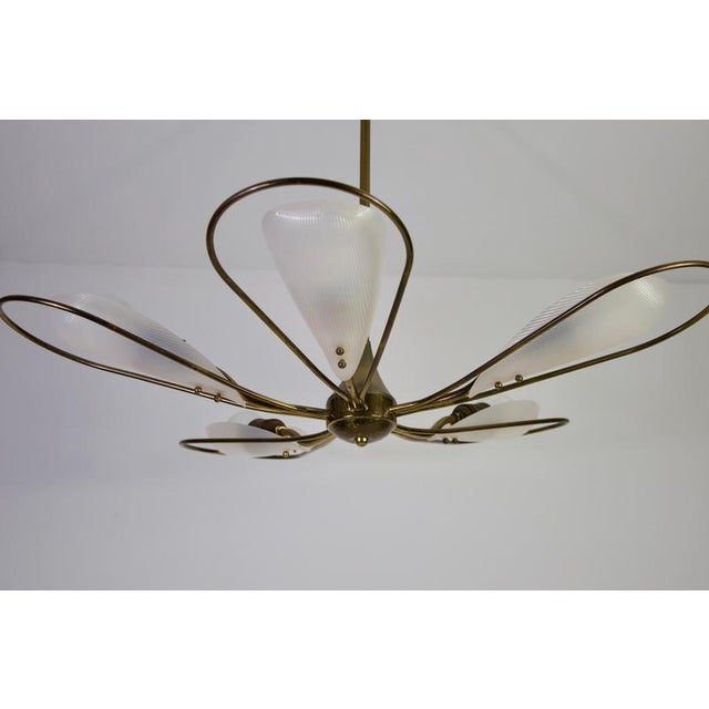 1950s Mid-Century Italian Brass 5-Arm Sputnik Chandelier, 1950s For Sale - Image 5 of 18