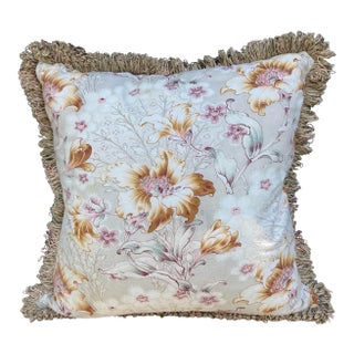 Antique Floral Fabric Pillow For Sale