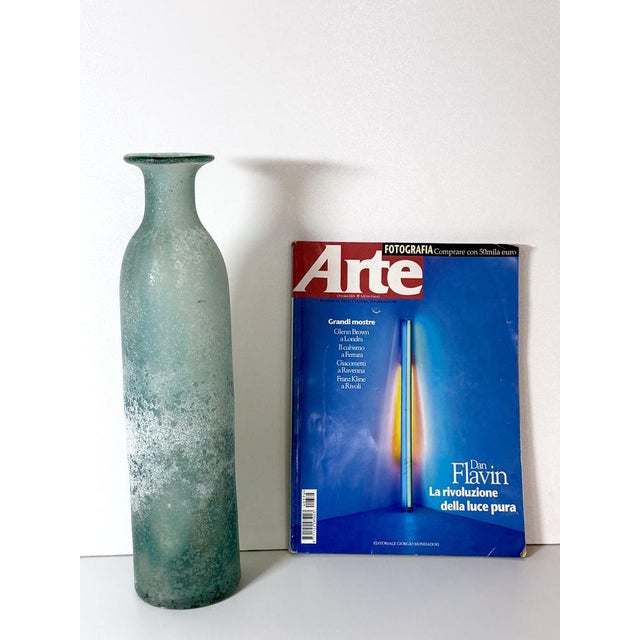 Teal Scavo Glass Bottle Vase attributed to Gino Cenedese, Italy, 1970s For Sale - Image 4 of 15