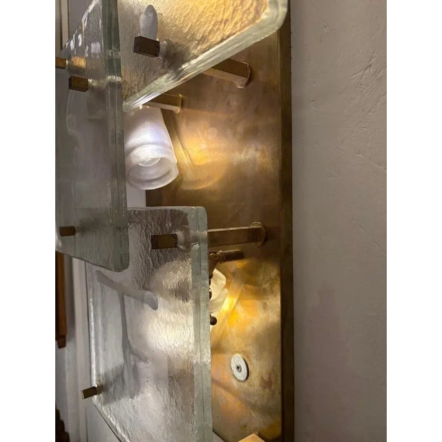 Mid-Century Modern Wall Lights in Glass and Brass, Italy, Set of 2 For Sale - Image 5 of 11