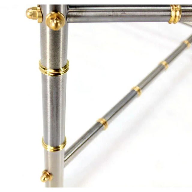 Early 20th Century Mid-Century Modern Metal Faux Bamboo-Detailed Square Coffee Table For Sale - Image 5 of 10