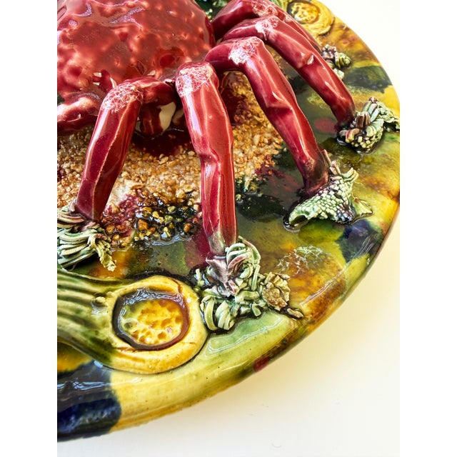 Pair of French Palissy Majolica Crab Plates For Sale - Image 11 of 12