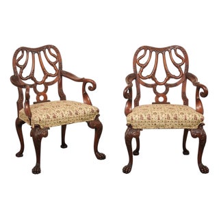 Pair of Ornate Early 20th C. English Armchairs For Sale