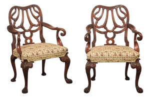 Pair of Ornate Early 20th C. English Armchairs