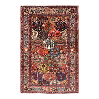 Antique Persian Bakhtiari Rug With Colorful Garden Design 7' X 11'6 For Sale