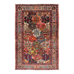 Antique Persian Bakhtiari Rug With Garden Design 7' X 11'6