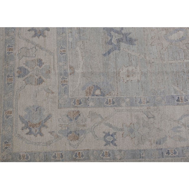 Turkish Oushak Rug Blue & Taupe Handwoven Wool Rug 8'6" X 10'7" For Sale In Houston - Image 6 of 10