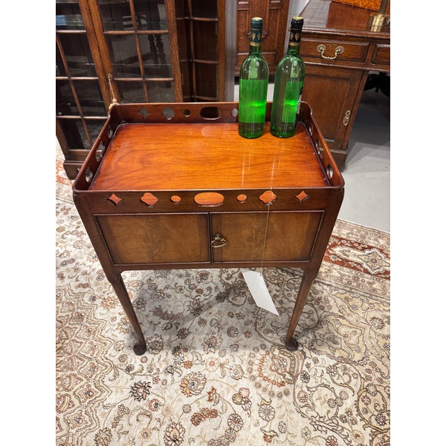 Burnt Umber 18th Century Style Side Table With Gallery Top and Storage, English For Sale - Image 8 of 8
