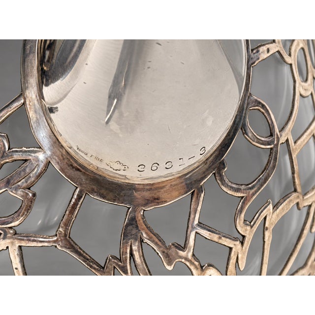 Metal 1900s American Sterling Silver Webbed Overlay Glass Pitcher, Alvin For Sale - Image 7 of 10