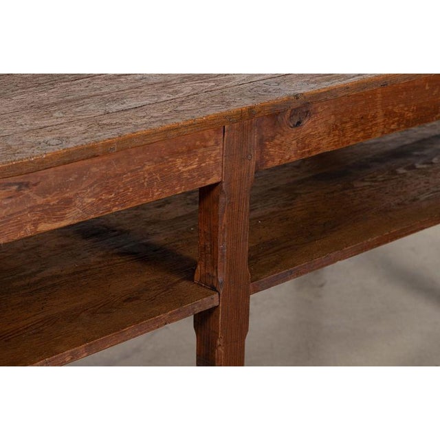 Large Antique English Pine Bakers Worktable, 1890 For Sale - Image 6 of 15