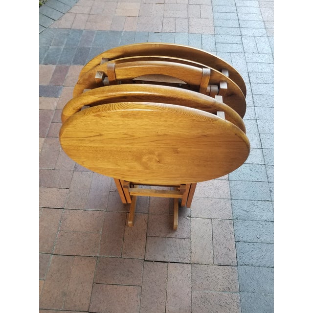 1990s Set of 4 Oakwood Stacked Side Table For Sale In Los Angeles - Image 6 of 8