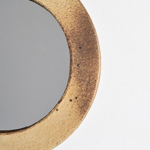 Mid-Century Modern Glazed Stoneware Mirror, France, 1970s For Sale - Image 3 of 8