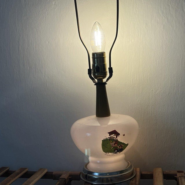 Vintage Jack Jill Milk Glass Nursery Rhyme Table Lamp Night Light For Sale - Image 4 of 18