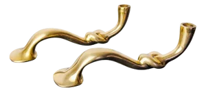 Brutalist Knot Candlesticks in Brass, Italy, 1970, Set of 2