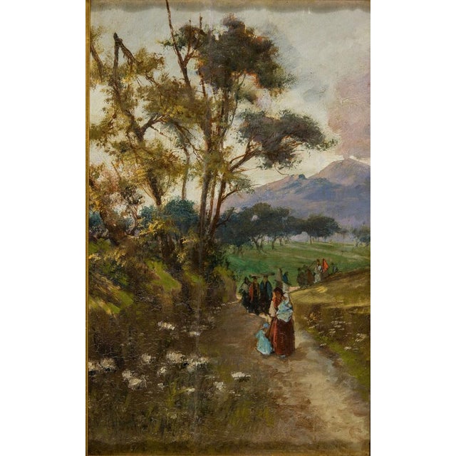 Camille Corot Follower 19th Century Italian Landscape Beautiful oil on panel work by a very close artist Jean-Baptiste-...
