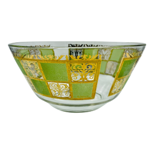 Mid 20th Century Mid-Century Modern Culver Prado 22k Gold & Green Glass Serving Bowl