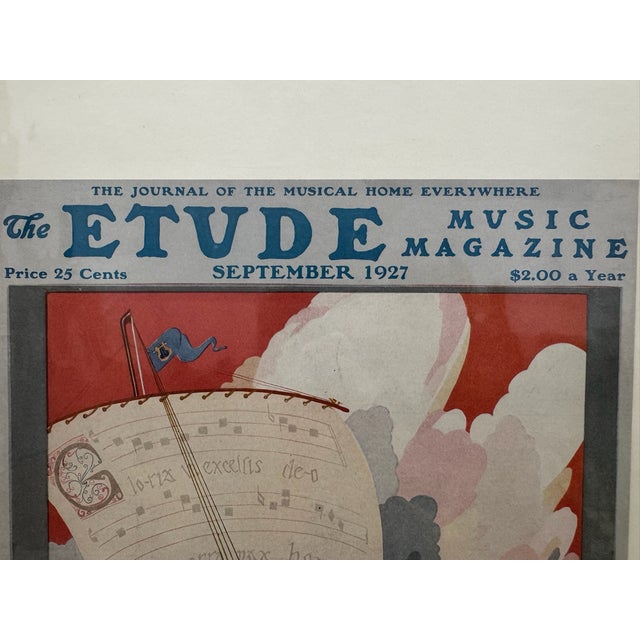 Original period front cover from the September 1927 issue of The Etude Music Magazine, featuring a fleet of stylized...
