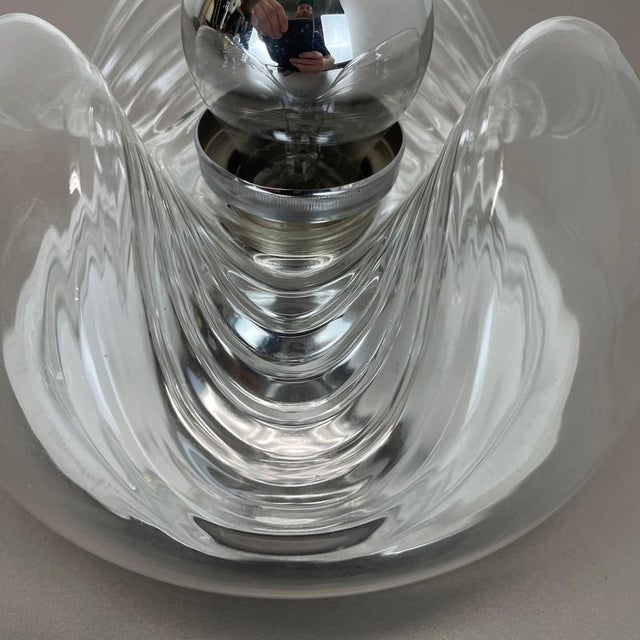 Metal Vintage Wave Wall Ceiling Light from Peill & Putzler, Germany, 1970s For Sale - Image 7 of 17