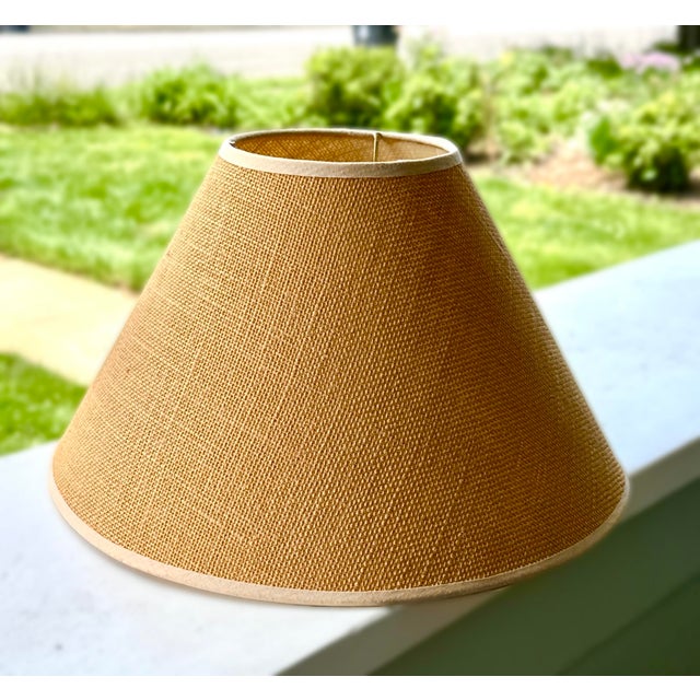 Green Mid 20th Century Green Asian Lotus Lamp With Jute Lamp Shade For Sale - Image 8 of 10
