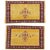 A whimsical pair of one of a kind Persian Ferehan rugs with a bright yellow Measuring 19" x 31" respectively.