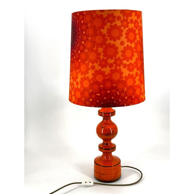 Table Lamp with Floral Pattern on Ceramic Base, 1960s-1970s For Sale - Image 6 of 12