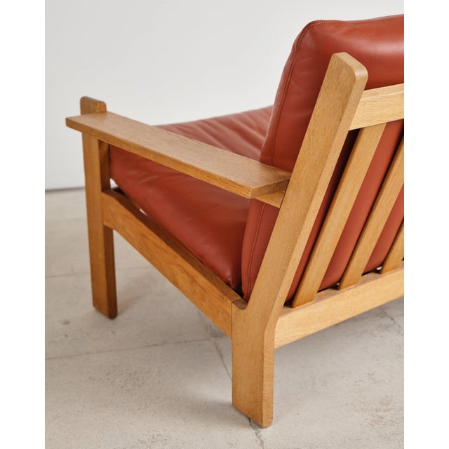 Brutalist Lounge Chair in Oak and Leather by Tage Poulsen, Denmark, 1970s For Sale - Image 11 of 16