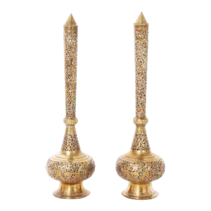 Pair of Antique Moroccan Brass Incense Burners or Garnitures