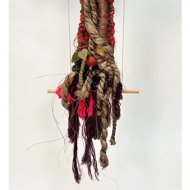 Large Hand-Woven Apple Tree Macramé Art Wall Hanging in Coconut Fibers with Pinewood Details, West-Germany, 1970s For Sale - Image 15 of 18