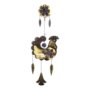 Cesar Vasquez Copper, Brass & Enamel Chicken Sculpture Wall Hanging, 1970’s