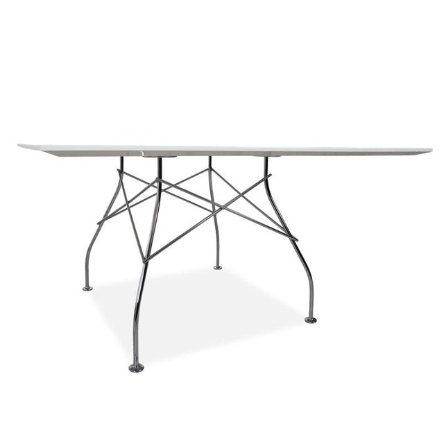 Kartell Glossy Wood Dining Table White For Sale - Image 5 of 8