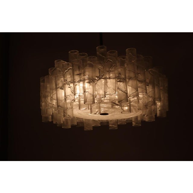 Brown Brutalist Ice Murano Glass Tube Chandelier from Doria Leuchten, Germany, 1960s For Sale - Image 8 of 18