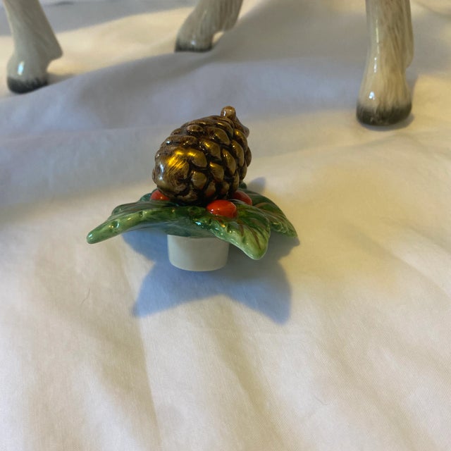 1990s Fitz and Floyd Holiday Pine Standing Reindeer Candle Holder Retired For Sale In Sacramento - Image 6 of 11