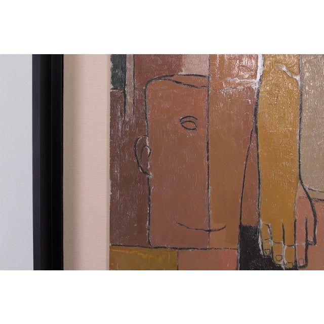 Cubist Nude, Marcel Caron, oil on fiberboard (Unalit or Isorel), signed with the artist's initials and dated 1950....