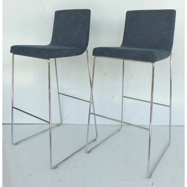 Contemporary Stainless Steel Upholstered Bar Stool Per Item Chairish