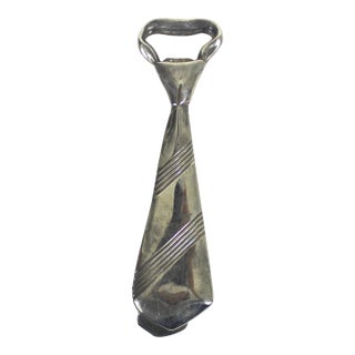 Vintage Silver Plate Tie Shaped Bottle Opener For Sale