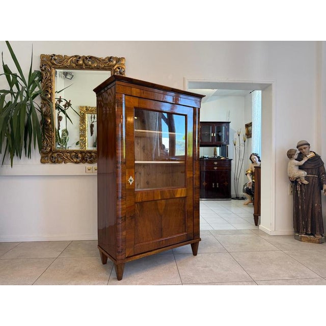 Antique Walnut Biedermeier Display Cabinet For Sale - Image 4 of 16