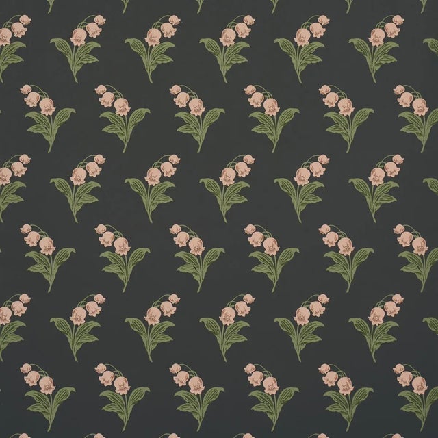 SAMPLE - Schumacher Lily Of The Valley Wallpaper In Midnight For Sale