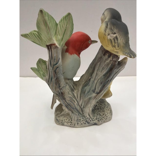 Vintage Enesco Japan Woodpecker Bird Family Figurine Mid Century Import Label For Sale - Image 4 of 6