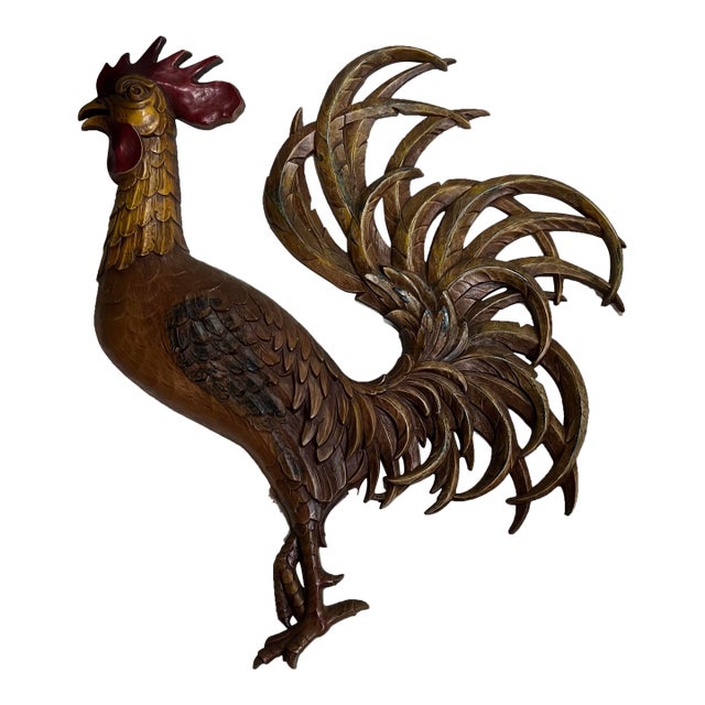MCM Syrocco Sculptural Rooster Wall Plaque For Sale
