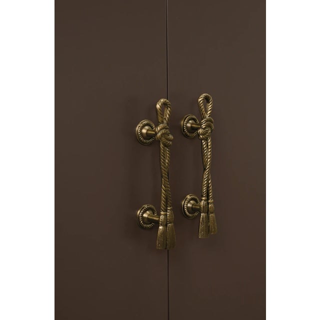 Not Yet Made - Made To Order Matthew Izzo Home Grace Chocolate Brown Four Door Buffet With Brass Tassel Door Pulls For Sale - Image 5 of 11