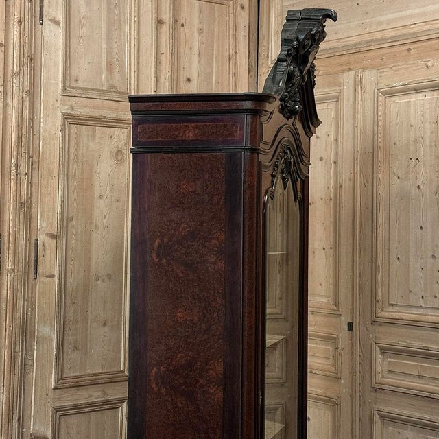 19th Century French Napoleon III Period Burled Walnut Display Armoire ~ Bookcase For Sale - Image 13 of 18
